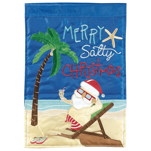 Magnolia Gardens M011463 13 x 18 in. Beach Santa Double Applique Garden Flag