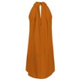 thumbnail image 7 of Boho Dress for Women, Women's Halter Neck Sundress Flowy Solid Sleeveless Pleated Beach Summer Dress Loose Knee Length Mini Dresses, 7 of 7