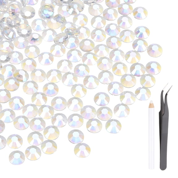 Uxcell 2000 Pcs Flatback Crystal Rhinestones, Resin Crystal Gems with Tweezer Dotting Pen Non Hotfix for Bedazzling Tumblers Mugs Bottles Nail DIY Crafts(SS20 5mm, AB Color)