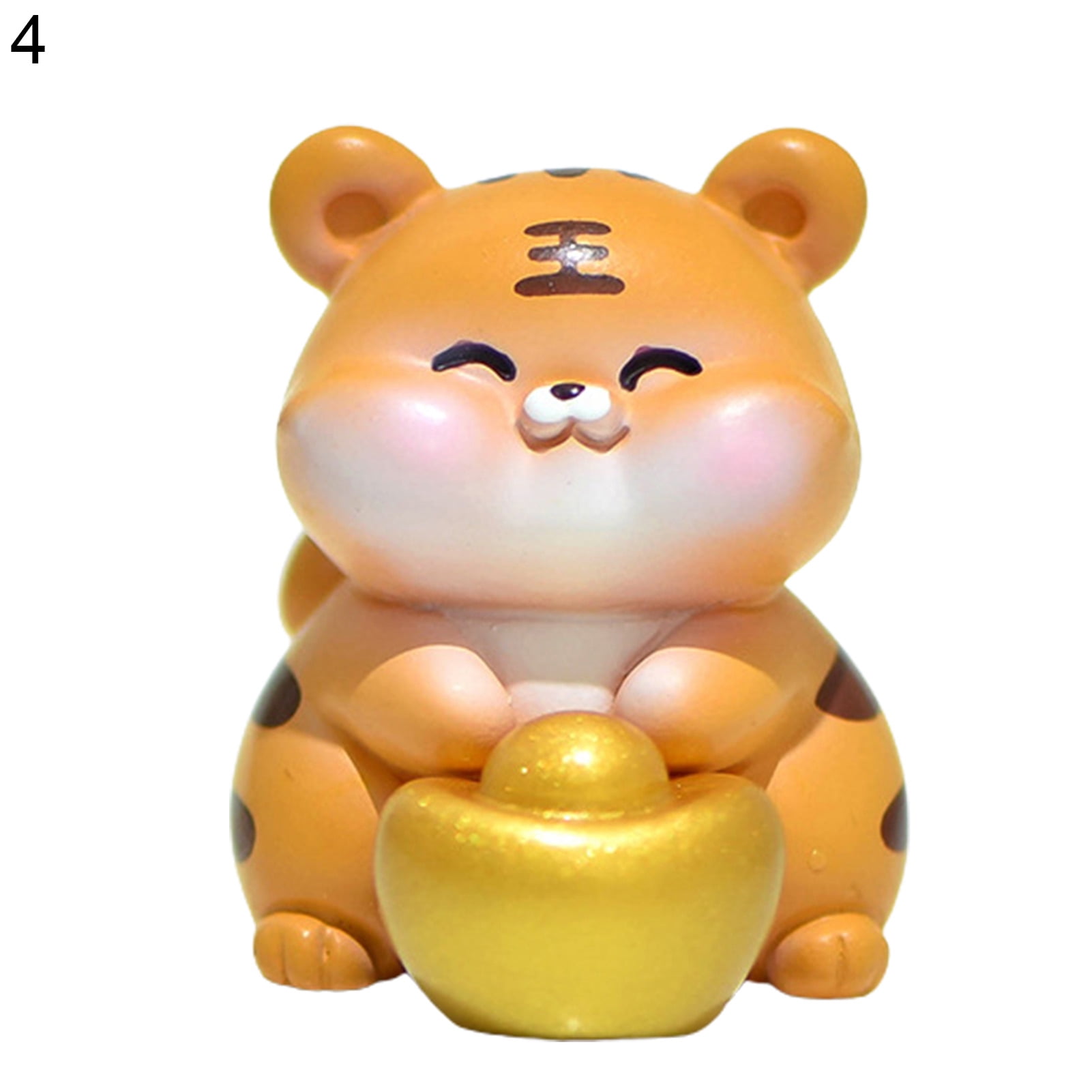 Kinzd Adorable White Tiger Shape Miniature Statue Decor Cute Handmade