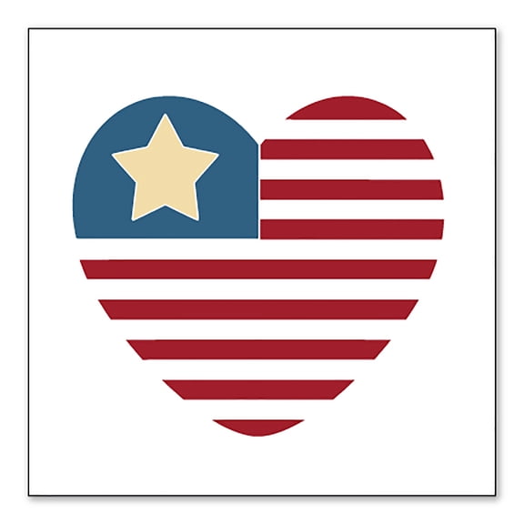 DistinctInk Custom Bumper Sticker - 8" x 8" Decorative Decal - White Background - USA Heart Seal Single Start Flag