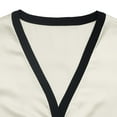 thumbnail image 3 of YueHuiYing Women's Elegant Pearl-Button Deep V-Neck Color-Block Single-Breasted Long-Sleeve Top/Blouse, 3 of 9