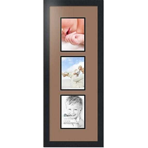 collage photo frame double mat with 3 - 5x7 openings and black frame