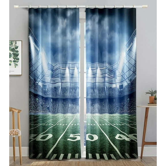 American Football Stadium Arena Night Spotlights Sky Bedroom Window Shade Curtains for Boys Men Teen