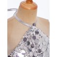 thumbnail image 5 of Doomiva Kids Girls Sequins Spaghetti Straps Crop Tank Top Sleeveless Camisole Modern Jazz Hip Hop Performance Vest Shirt B Silver 140, 5 of 7