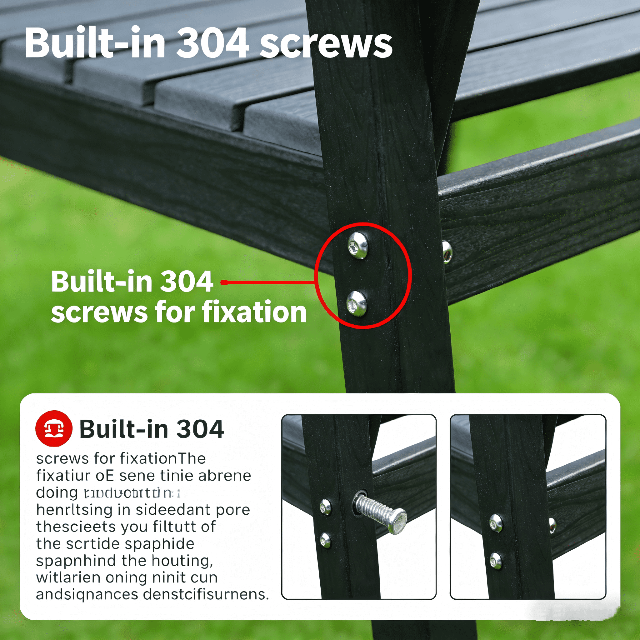 Outdoor Dining Chair, Practical Leisure Seat for Garden Backyard Patio Daily Use, Black Vertical Backrest