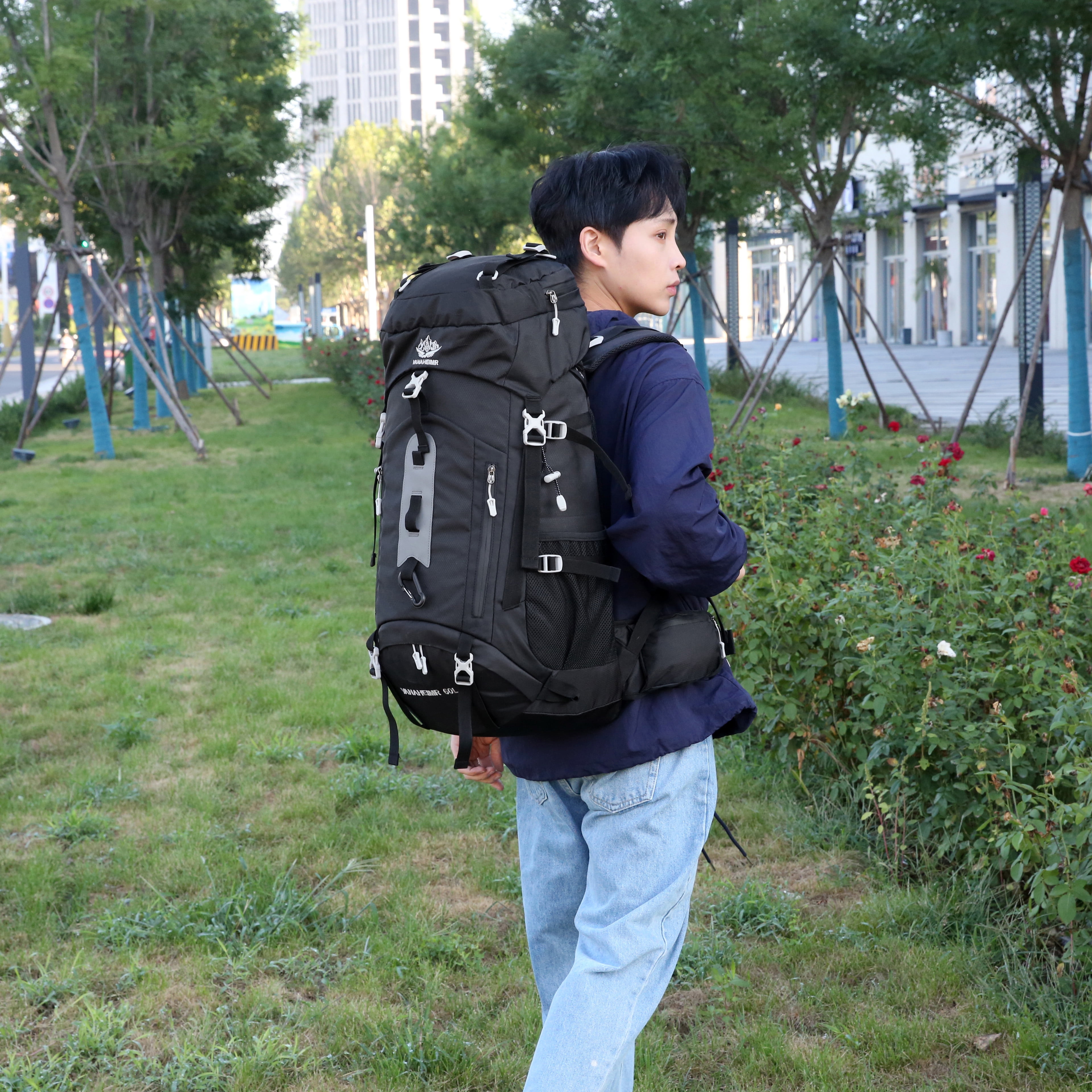 60L Travel Hiking Camping Backpack with Rain Cover, Backpack Water Resistant,Large Backpack for Men Women