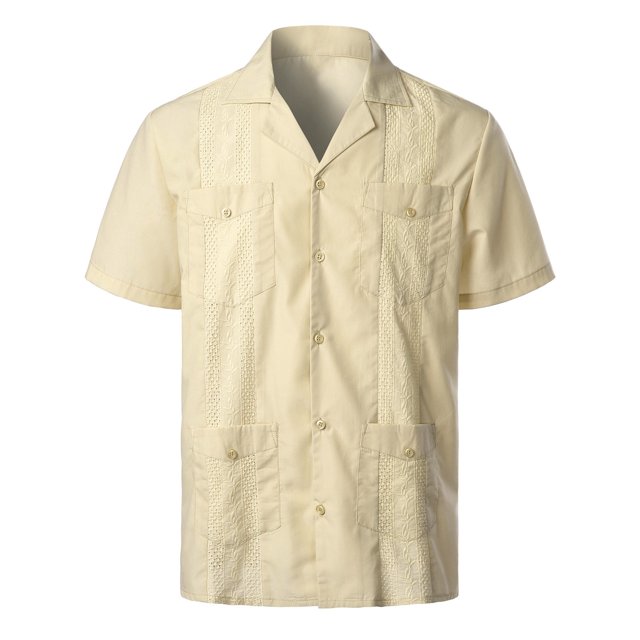 XDZJLR Men Shirt Spring And Summer Fashion And Leisure Dongfeng Pocket Button Lapel Short Sleeve Tops