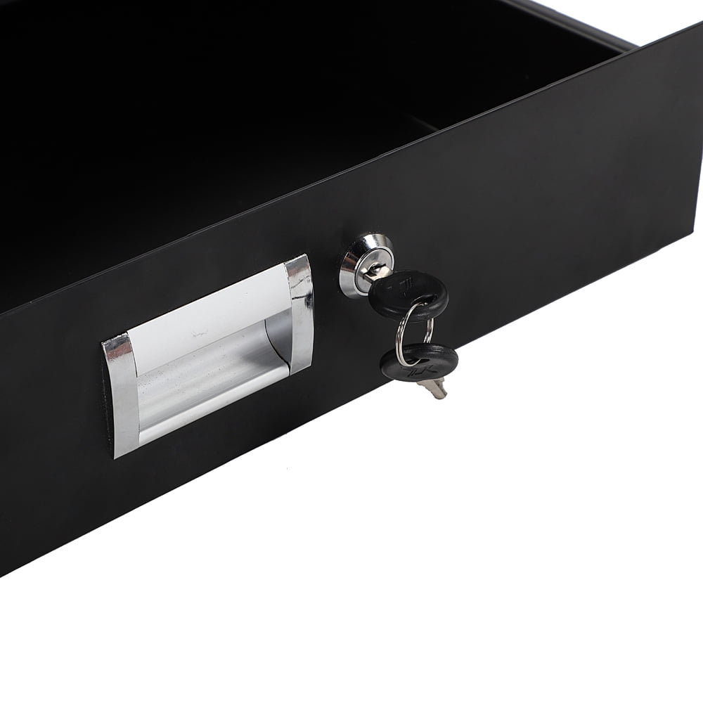 19" 2U Steel Plate DJ Drawer Equipment Cabinet with Keys Black