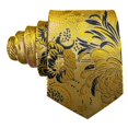 thumbnail image 3 of Black Gold Pink Men Wedding Neck Tie Silm Floral Silk Necktie Jacquard Pocket Square Cufflinks Sets Business Party, 3 of 5