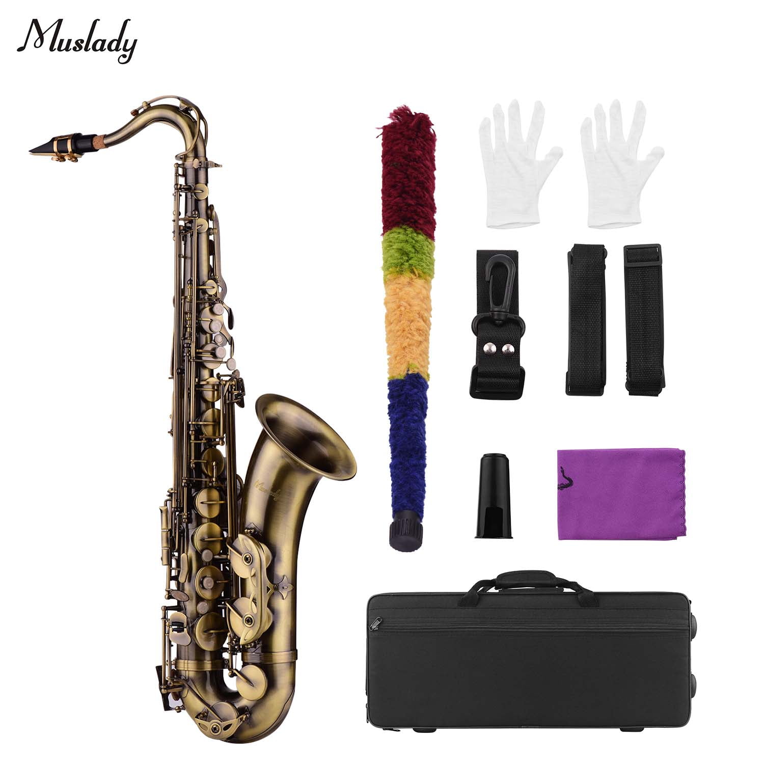 Muslady Finish Tenor Saxophone Sax Brass Body White Shell Keys Woodwind Instrument With Carry Case Gloves Cleaning Cloth Brush Sax Neck Straps Walmart Canada