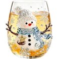 thumbnail image 4 of Christmas 3D Glass Cup Collection, Stemless Tumbler With Snowman, Hand Painted Holiday Ornament Glassware, Festive Gift for Kitchen Party Table Decor(Snowman), 4 of 7