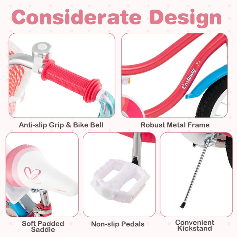 Honeyjoy Children's Bike: 18 Inches with Training Wheels & Basket