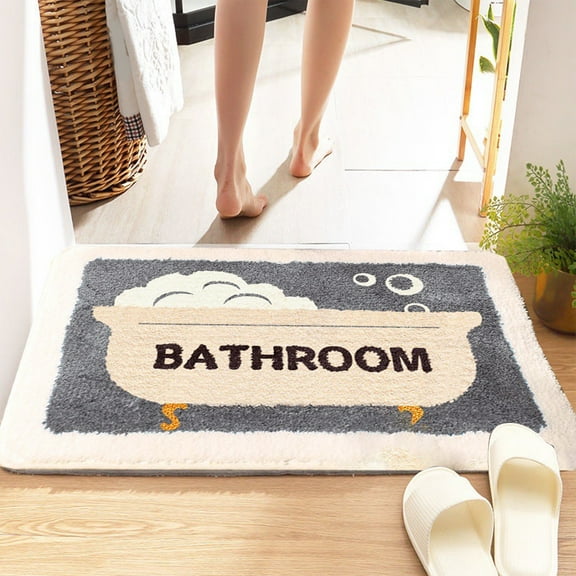 Qocolhg Modern Bathroom Rugs Clearance, Ultra Thin Quick Dry Bath Rugs Non Slip Washable, Super Absorbent Bathroom Mat Shower Rug for Floor, Tub & Shower, Machine Washable,16x24 inch(White)