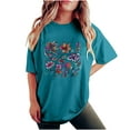 thumbnail image 2 of Riecok Womens Floral Tshirt Soft Printing Long Sleeved Summer Loose Round-neck Ladies Tops Fashion Casual Blouses Tshirts Tunic Top Blue S, 2 of 2