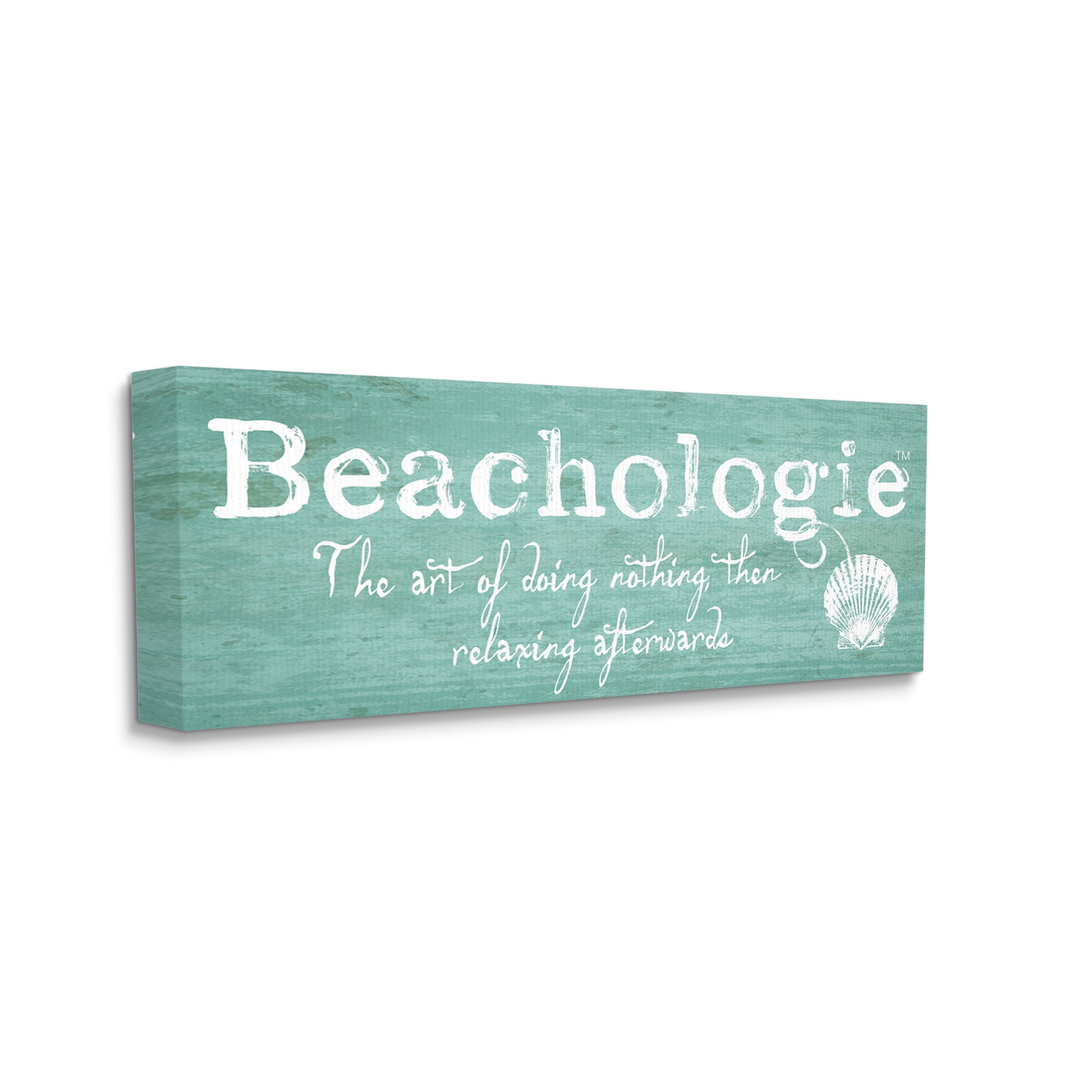 Stupell Industries Beachologie Weathered Sign Clever Grainy Shell Motif Graphic Art Gallery Wrapped Canvas Print Wall Art, Design by Graffitee Studios