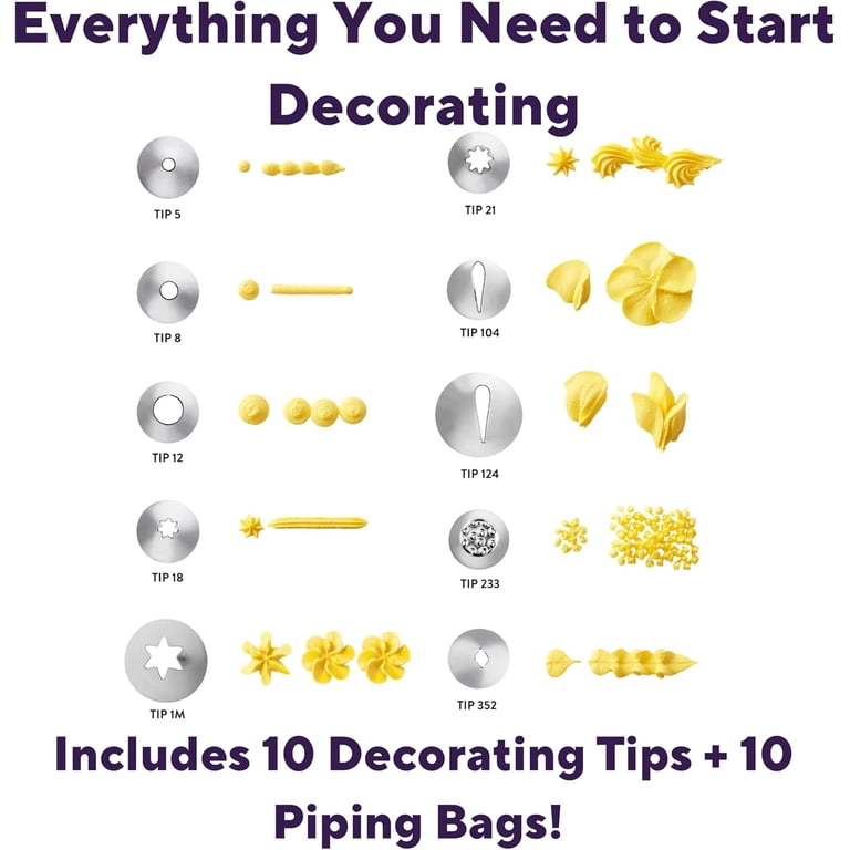 Cake Decorating Kit 20-Piece - Piping Bags and Frosting Tips Set ...