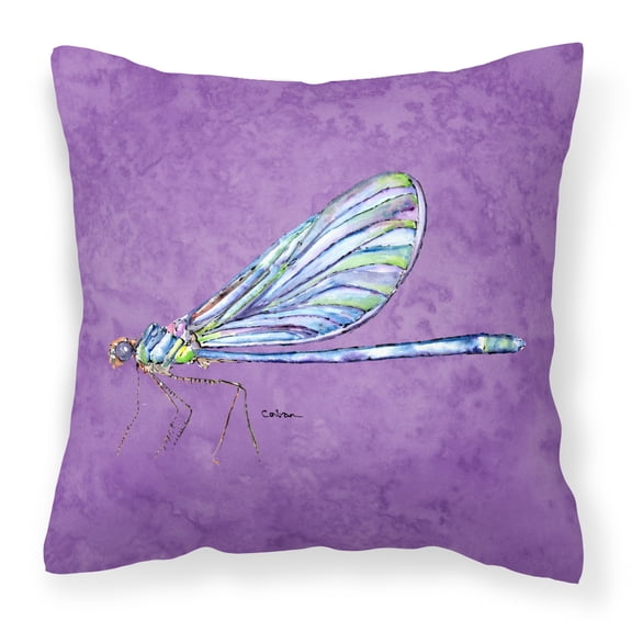 Carolines Treasures 8865PW1818 Dragonfly on Purple Canvas Fabric Decorative Pillow 18H x18W multicolor