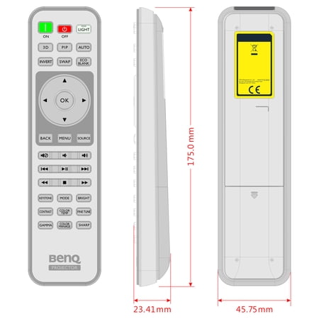 BenQ 1051B-2564 Projector Remote Control PN # 5J.J9M06.001 for W1070+, HT1075, W1080ST+, HT1085, W1070+W, W1075, W1350 BenQ