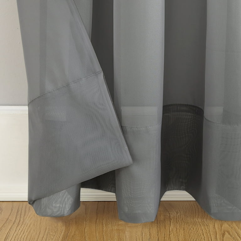 Rooney 2PC Sheer Voile Ruffled Curtain Panels (Gray, Jamaica