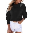 thumbnail image 2 of Daznico Sweatshirt for Women Ladies Autumn Winter O Neck Solid Color Pullover Sweatshirt Black S, 2 of 5