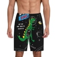 thumbnail image 2 of Picia Space Dino Cartoon Black Pajama Shorts for Men, Men's Pajama Bottoms, Sleepwear,Short Pajama Pants-Large, 2 of 9