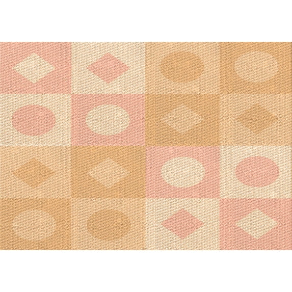 Ahgly Company Indoor Rectangle Patterned Pastel Orange Area Rugs, 7' x 9'