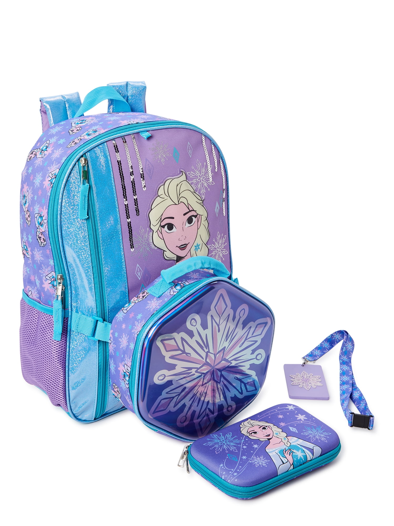 New Disney's Frozen Elsa Backpack with Clear Pocket Lunchbox Bag 16in Backpack 