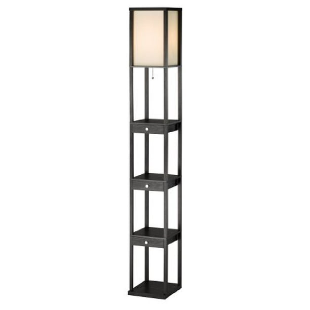 adesso murray 72" tall floor lamp with storage shelves, drawers. durable mdf lighting equipment ...