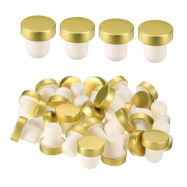 36 tapones de vino de 19,5 mm reutilizables para mantener el champán fresco. Oro