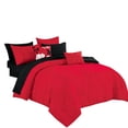 thumbnail image 2 of 9-Piece Red & Black Floral Embroidery Comforter Set, Luxury Bedding with Sheets and Decor Pillows, Cal King, 2 of 6