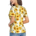 thumbnail image 3 of Xecao Artistic Marble Pattern Sunflower for Women's V-Neck T-Shirts-Elegant Half-Sleeve Tops Perfect for Summer-3X-Large, 3 of 5