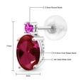 thumbnail image 5 of Gem Stone King 14k White Gold Red Created Ruby and Pink Sapphire Earrings for Women (2.46Cttw, GemstoneJuly Birthstone, Oval 8X6MM, Round 2.5MM), 5 of 5