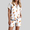 thumbnail image 5 of felwors Funny Graphic Pajamas for Women Set Button Down Short Sleeve Top and Shorts Pjs Sets Sleepwear Orange, XXL, 5 of 6
