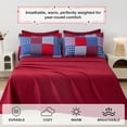 thumbnail image 4 of Jessy Home 3 Piece Comforter Set King Red Blue Plaid Quilt Microfiber Patchwork Bedspread, 4 of 8