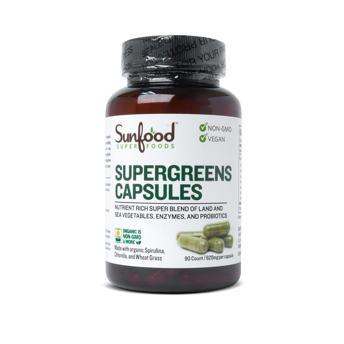 Sunfood Superfoods Super Greens Capsules, 90 Ct