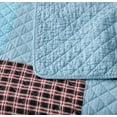 thumbnail image 4 of Chezmoi Collection 3-Piece Cotton Patchwork Quilt Set, Solid Plaid Multi Striped Lightweight Reversible Bedspread Set Queen Size, 4 of 7