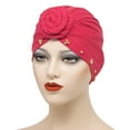 thumbnail image 2 of Women Knotted Turban Hat African Turban Beanie Pre-Tied Bonnet Cap Headwrap, 2 of 5