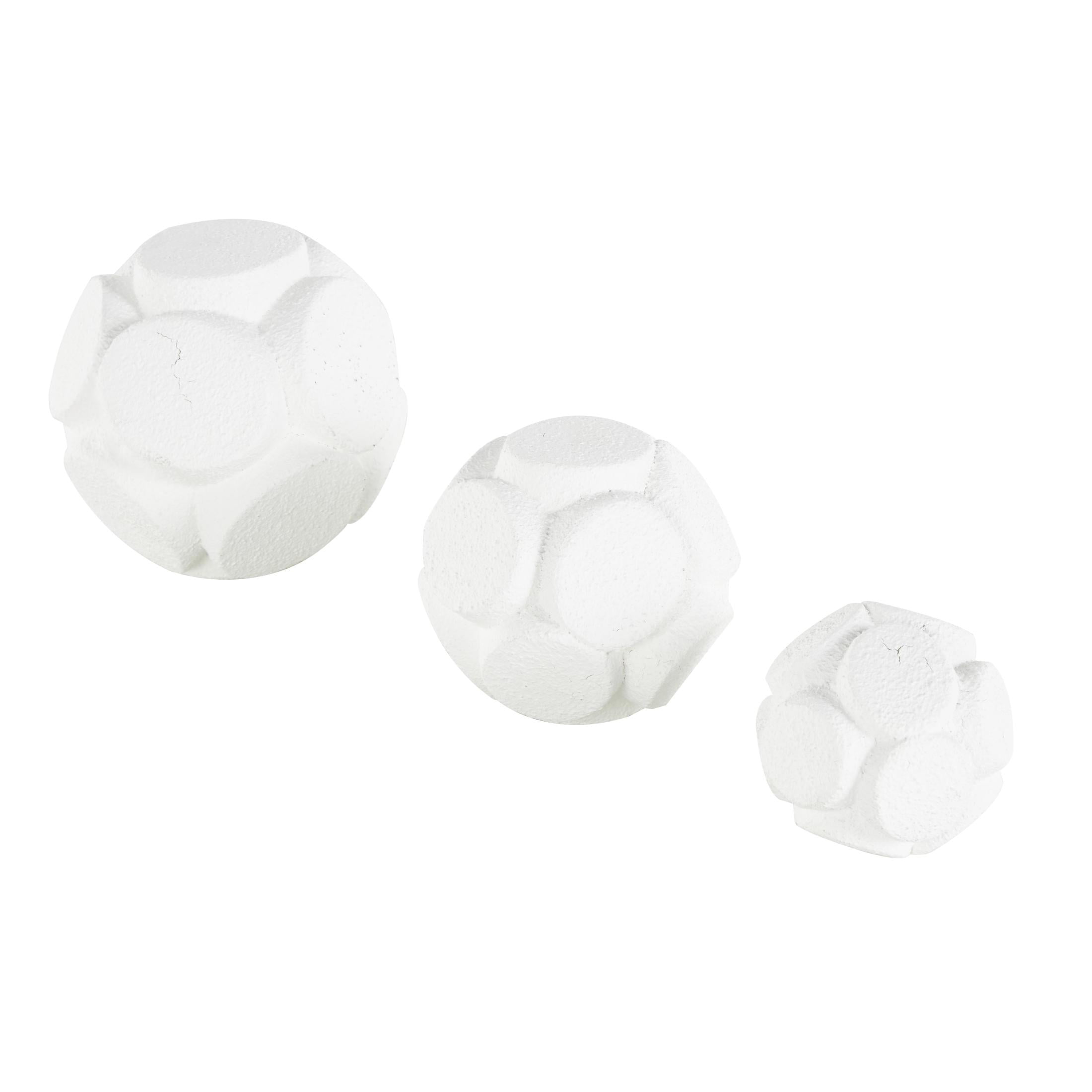 DecMode White 5" Textured Resin Orbs & Vase Filler with Varying Sizes (3 Count)