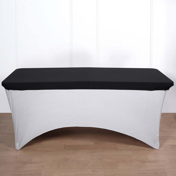 Efavormart 6FT Black Rectangular Stretch Spandex Table Top Cover