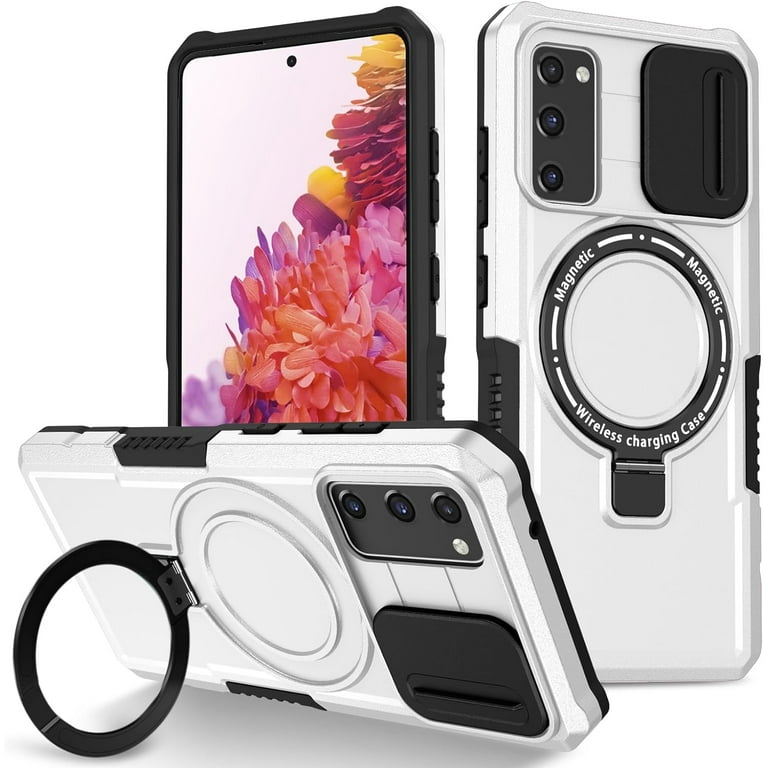 phone case samsung galaxy s20 fe 5g wireless charging for Samsung Galaxy S20 FE 5G Case Magnetic with Stand Hidden Black Fits  Wireless Charging, Samsung S20 FE Phone Case with Camera Lens Protector  Cover