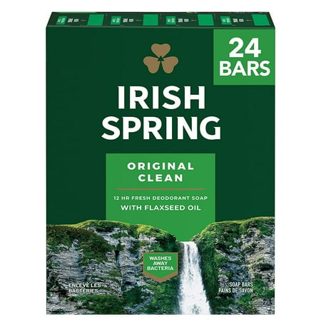 Irish Spring Men's Deodorant Bar Soap, Original Scent - 3.7 Ounce (Pack of 24)