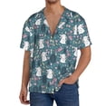 thumbnail image 3 of Xecao offers the Forest Rabbit for Men's Casual Short-sleeved Shirt, a button-up collared shirt with a pocket, perfect for beach vacations and yacht travel in the Medium size., 3 of 7