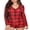 Dark Red Plaid, variant on LMLYSoH Women Christmas Jumpsuit, Long Sleeve V Neck Button Closure Plaid Slim Fit Bodysuit Loungewear Sleepwear