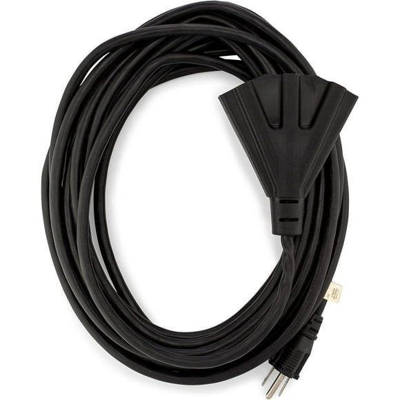 SHIQI-Holiday Lighting Outlet SJTW 16/3 Indoor Outdoor Extension Cord, 3 Outlets, 3 Prong, UL Listed (25', Black)