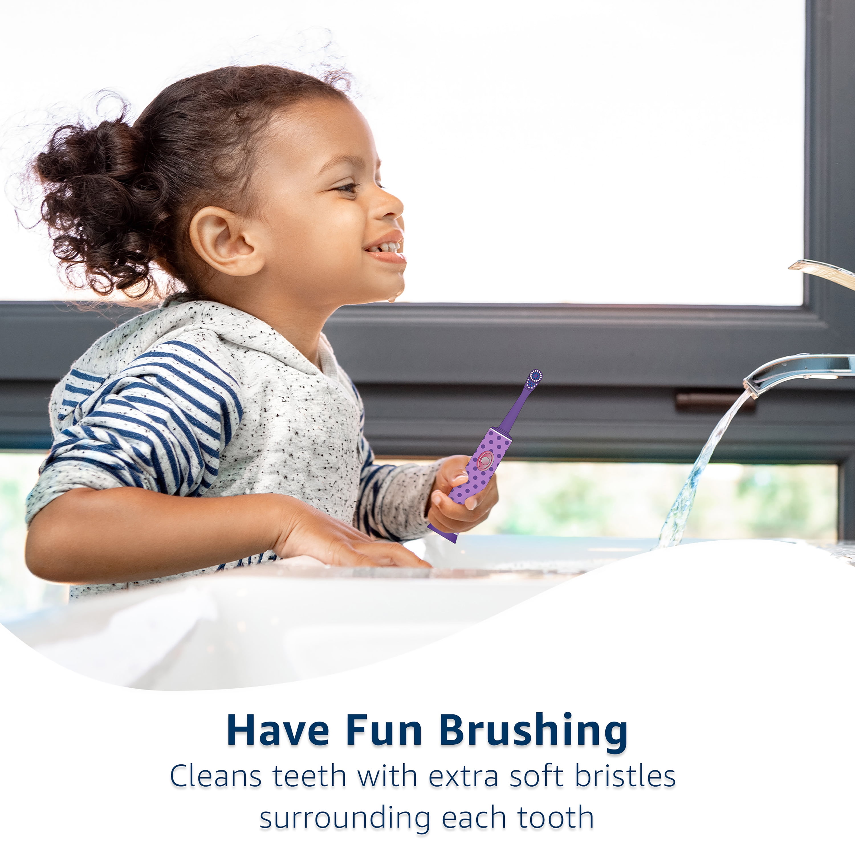 (3 pack) Equate Kids Easy Hold Battery-Powered Electric Toothbrush, Blue