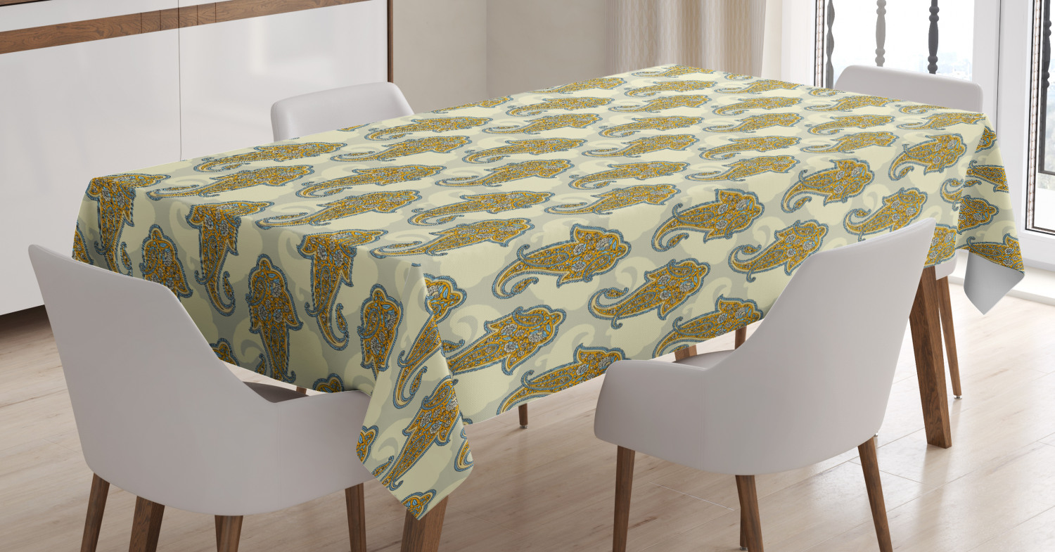 Bohemian Tablecloth, Paisley Pattern Traditional Ethnic Boho Culture