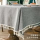 thumbnail image 4 of Mantel de lino y algodón impermeable, a prueba de aceite, sin lavado, Color sólido, arte de mesa de té, mantel Rectangular con borlas, 4 of 5