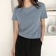 thumbnail image 2 of Camiseta de mujer Jumpingount Verano Cuello redondo Manga corta Color sólido Azul XXL AP001478-16B, 2 of 7