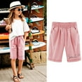 thumbnail image 2 of Tiny Harbor Girls Shorts Summer Thin Elastic Waist Letter Print Casual Pockets Bermuda Shorts Pink 3-4Years, 2 of 4